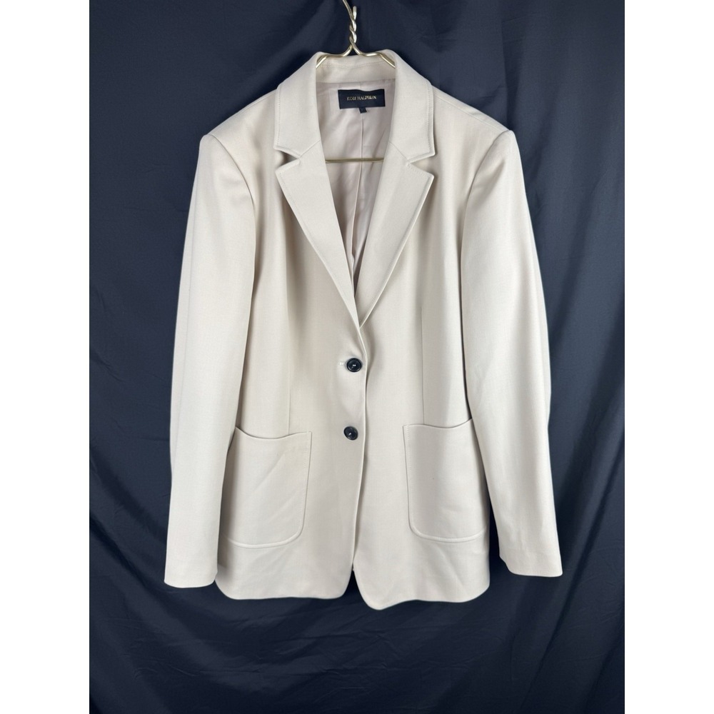 Kobi Halperin Beige Blazer L Melina Cream Tan Two Button Lined Luxury Blazer
